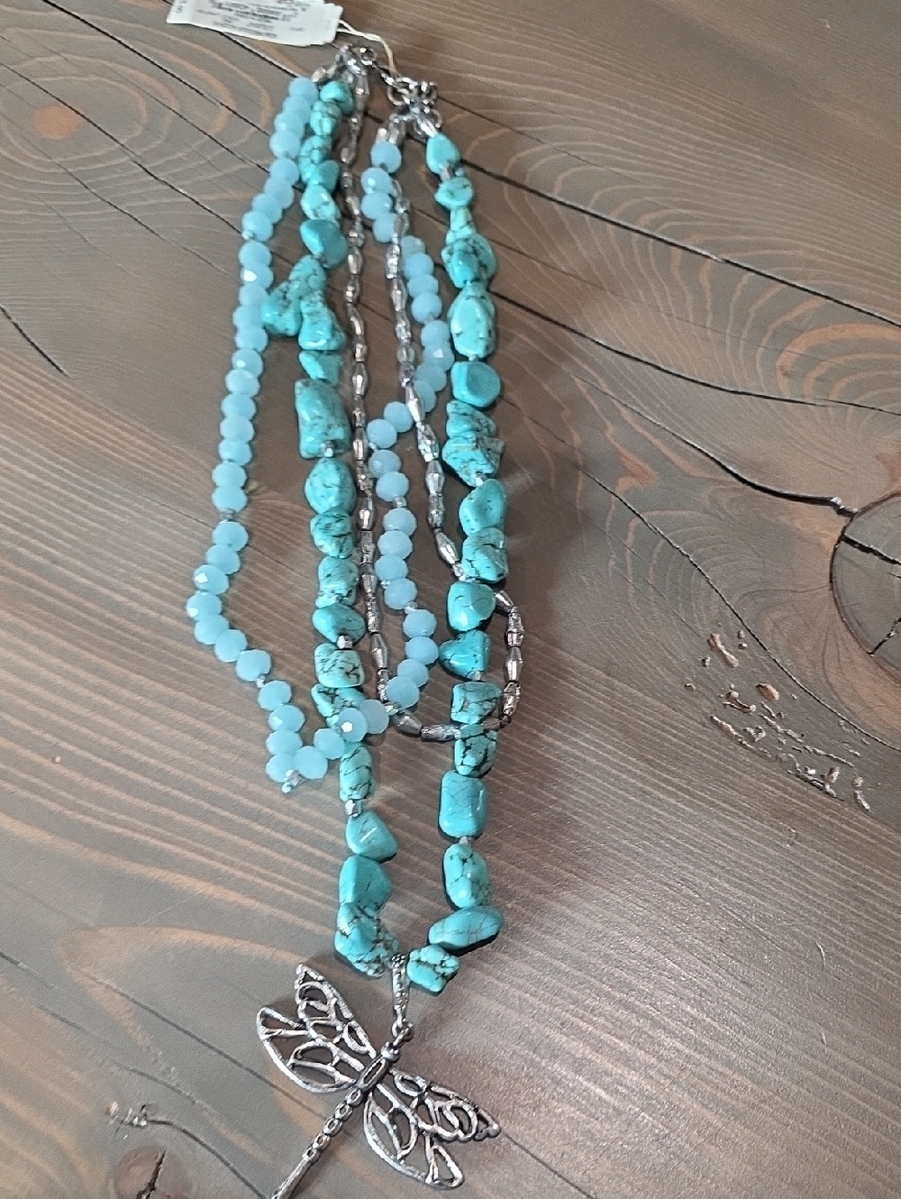 Lucky Brand Turquoise Colored Beaded Dragonfly Pendant Necklace - Women Jewelry